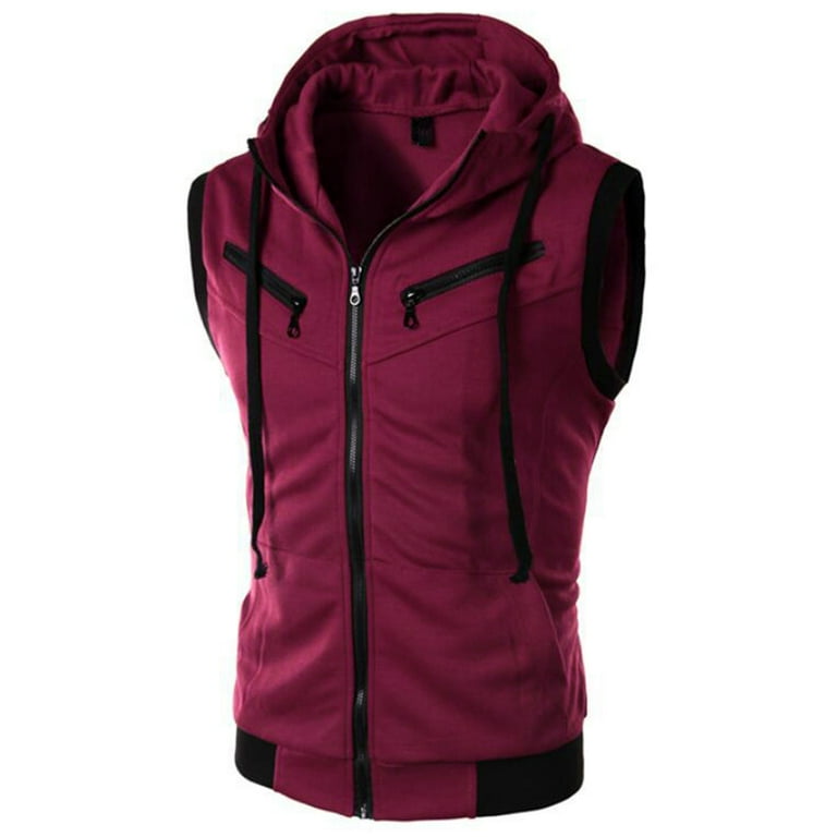 Red hoodie hotsell sleeveless