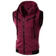 thumbnail image 1 of Previn Men's Vest Hoodies Soft Hooded Cotton Sleeveless Summer Fall Zip Up Drawstring Spring Casual Workout Gym Tank Top Burgundy Medium, 1 of 4