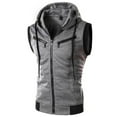 thumbnail image 1 of Previn Men's Vest Hoodies Soft Hooded Cotton Sleeveless Summer Fall Zip Up Drawstring Spring Casual Workout Gym Tank Top Dark Grey X-Large, 1 of 4