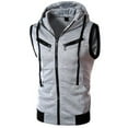 thumbnail image 1 of Previn Men's Vest Hoodies Soft Hooded Cotton Sleeveless Summer Fall Zip Up Drawstring Spring Casual Workout Gym Tank Top Light Grey Small, 1 of 1