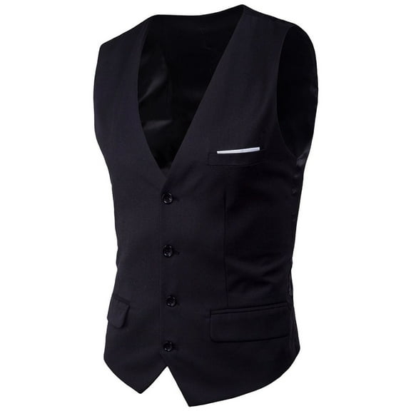Previn Men's Waistcoat Sleeveless Vest V Neck Tank Top Summer Split Basic Winter Soft Casual Business Casual Suit Vest Black Small