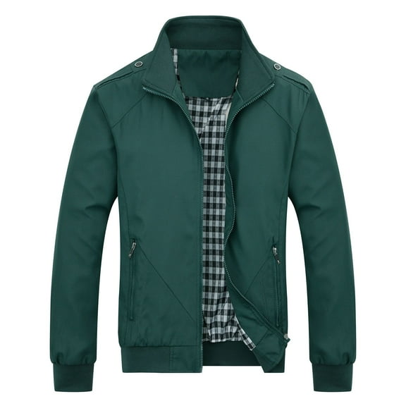 Previn Men's Windbreaker Zip Up Jacket Lightweight Spring Zip-up Jackets Pocket Soft Mock Neck Business Casual Work Zipper Jackets & Coats Army Green Small