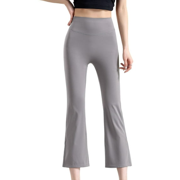 Previn Women's Athletic Pants Breathable Yoga Pants Elasthane Autumn Chic Curvy Soft Calf Length Trousers Grey Medium