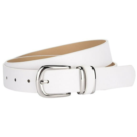 Previn Women's Autumn Faux Leather Belt 2025 Casual Classic Party Buckle Adjustable Belts Groove Basic White X-Small-Large