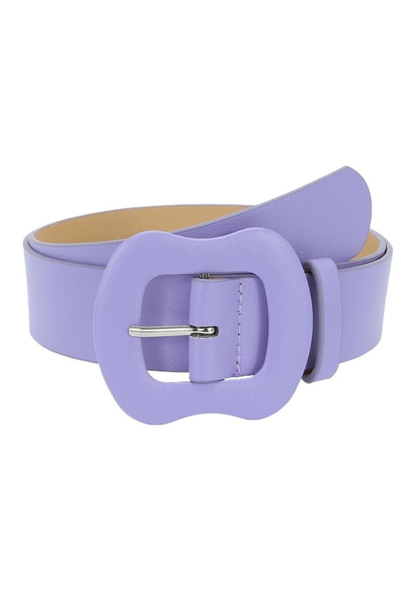 Women's Basic Belt For Dress Faux Leather Spring Buckle Winter Autumn Groove Belt 2025 Regular Fit Purple X-Small-Large