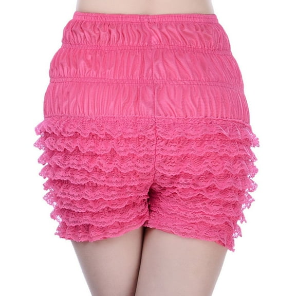 Previn Women's Bloomers Shorts Short Costume Halloween Mardi Gras Ruffle Fall Slim Fit Mid Thigh Mid Rise Frilly Shorts Rose Large