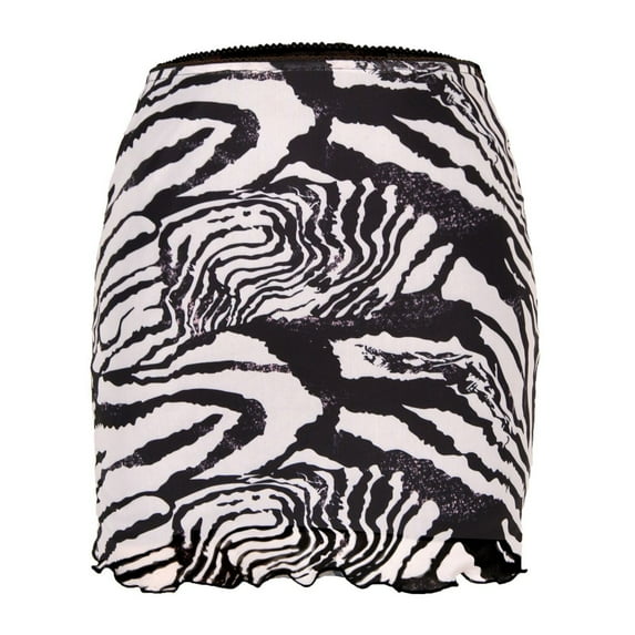 Previn Women's Bodycon Skirt Mini Floral Printed Summer Vintage Elastic Waist Elastic Mid Rise Mid Thigh Fashion Zebra 4-6