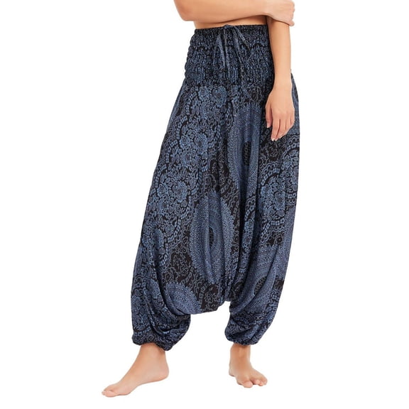 Previn Women's Boho Yoga Pants High Waisted Lightweight Yoga Loose Soft Hippie Harem Pants Indian Bohemian Dance Beach Pants A01202 Small-Large