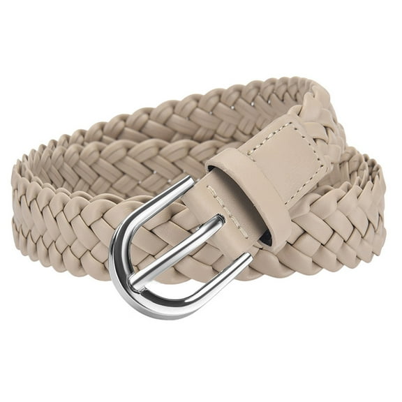 Previn Women's Braided Belt Autumn Adjustable Belts Casual D Ring Buckle Chic Holeless Date Belt For Dress Khaki X-Small-Large