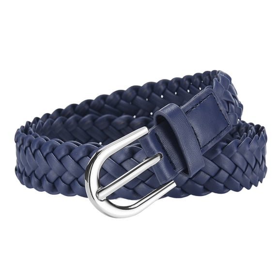 Previn Women's Braided Belt Autumn Adjustable Belts Casual D Ring Buckle Chic Holeless Date Belt For Dress Navy X-Small-Large