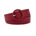 thumbnail image 1 of Previn Women's Braided Web Belt Faux Leather Holeless Buckle Belt Fall Summer Braided Medium Casual Belt Burgundy Small-Large, 1 of 1