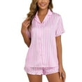 thumbnail image 1 of Previn Women's Breathable Pajama Set Boyshorts Loungewear Set Button Chic Elastic Band Classic Comfy Matching Sets Light Pink Large, 1 of 5