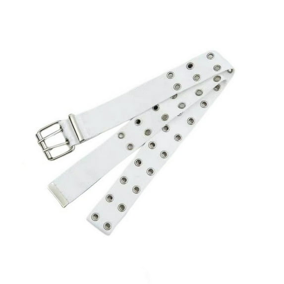 Previn Women's Buckle Belt Metal Adjustable Belts Casual Metal Buckle Medium Double Grommet Winter Summer White X-Small-Large