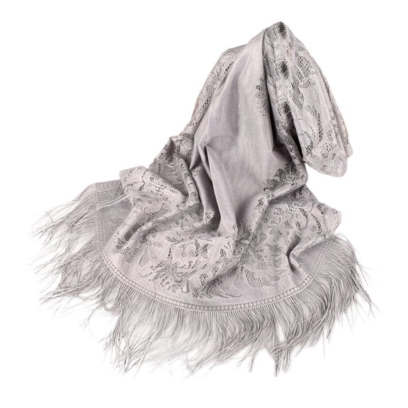 Previn Women's Cableknit Pashmina Shawl Chic Holiday Elegant Date Fall Lace Soft Cut Out Muffler Scarf Grey One Size