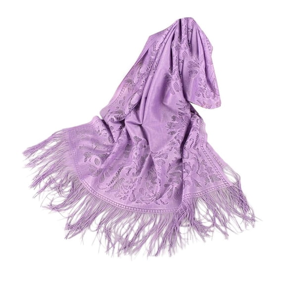Previn Women's Cableknit Pashmina Shawl Chic Holiday Elegant Date Fall Lace Soft Cut Out Muffler Scarf Purple One Size