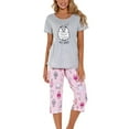 thumbnail image 1 of Previn Women's Cotton Capri Pajama Set Cartoon Lounge SetCute 2 Piece Short Sleeve Shirt Capri Pant Pj Sleepwear Comfy Summer Loungewear V Neck Patterned4 X-Large, 1 of 4