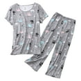 thumbnail image 1 of Previn Women's Cotton Capri Pajama Set Short Sleeve Cropped Pant Pjs Summer Sleepwear Soft 2 Piece Cute Printed Elastic Waist V-Neck Loungewear Patterned4 Small, 1 of 5
