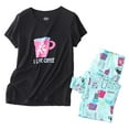 thumbnail image 1 of Previn Women's Cotton Capri Pajama Set Summer Fall Short Sleeve Pjs Soft Loose Spring Thin Crew Neck Lounge Set Patterned2 Large, 1 of 4