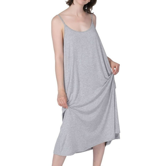 Previn Women's Cotton Nightgown Plus Size Night Dress Soft Rayon Summer Sleeveless Knee Length Comfy Nightie Pajama Dress Sleep Grey 6X-Large