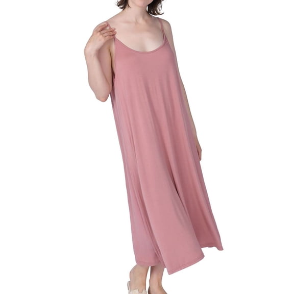 Previn Women's Cotton Nightgown Plus Size Night Dress Soft Rayon Summer Sleeveless Knee Length Comfy Nightie Pajama Dress Sleep Pink XX-Large