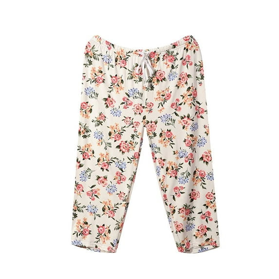 Previn Women's Cotton Pajama Pants Capri Pj Bottom Cool Spring Modal Lounging Christmas Pajamas Lightweight Beige X-Large