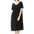 thumbnail image 1 of Previn Women's Cotton Plus Size Nightgown Short Sleeve Summer Pajamas Dress Comfy Soft Thin Night Gown Lightweight Soft Lounge Dress Black Large, 1 of 4