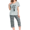thumbnail image 1 of Previn Women's Cute Capri Pajamas 2 Piece Short Sleeve Pant Pjs Soft Summer Funny Lightweight Plus Size Lounge Thin Lounge Set Style2 X-Large, 1 of 4