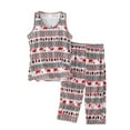 thumbnail image 1 of Previn Women's Cute Pajama Set Cotton Tank Capri Set Sleeveless Patterned Elastic Waist Pjs Lightweight Soft 2 Piece Lounge Summer Sleepwear Red 3X-Large, 1 of 4