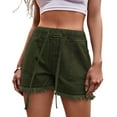 thumbnail image 1 of Previn Women's Denim Shorts Billowy Boyleg Comfy Empire Waist Drawstring Above Knee Casual Shorts Slash Pocket Shorts Army Green Medium, 1 of 1