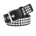 thumbnail image 1 of Previn Women's Fashion Studded Belt Metal Buckle Steampunk Medium Square Basic Spring Faux Leather Fall Black1 X-Small-Large, 1 of 3