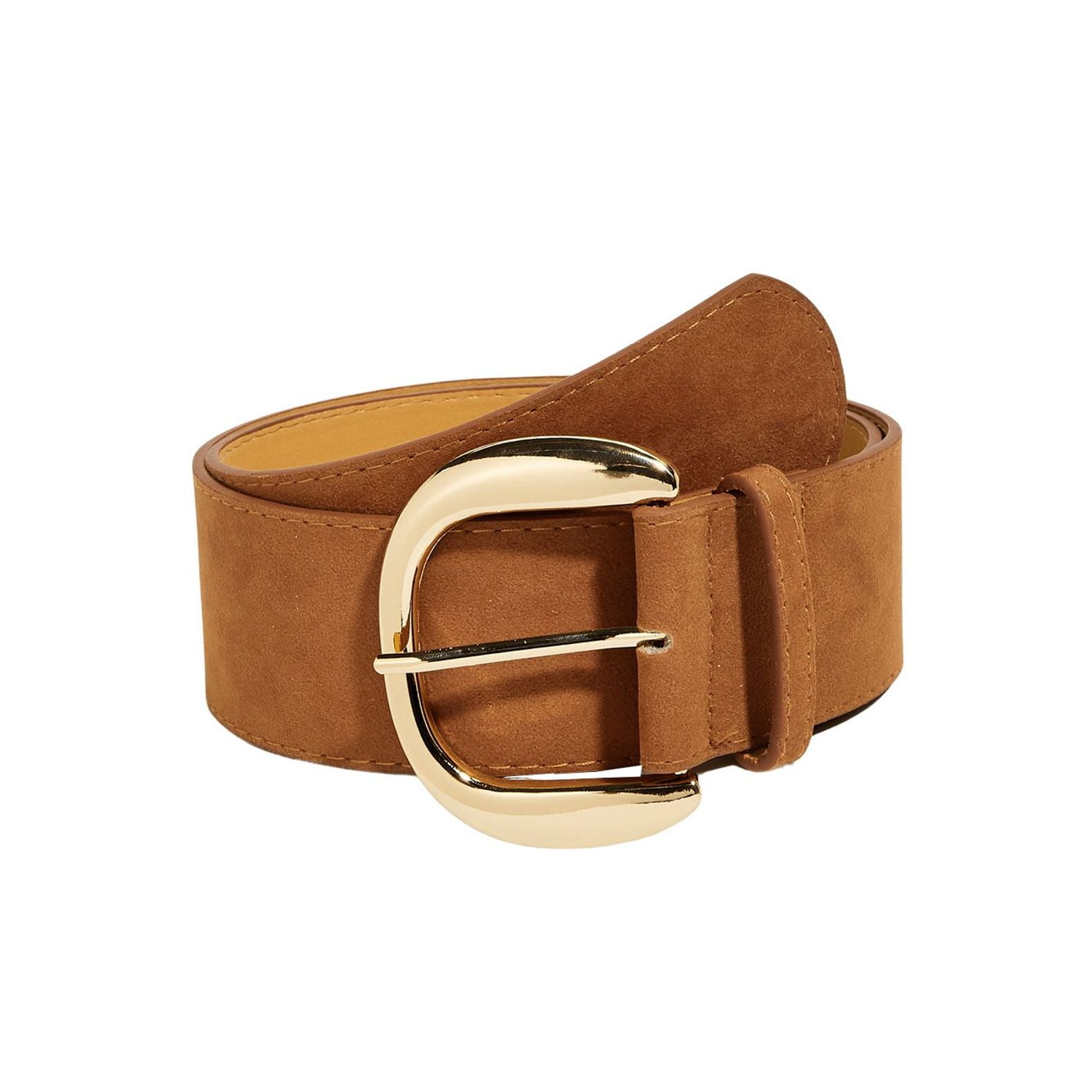 Square Buckle Thick Vegan Leather Belt Brown For Sale Brown Leather Belt | Brass Square 2 Inch Buckle  main image 4