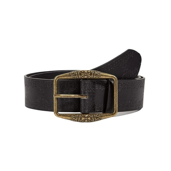 Previn Women's Faux Leather Belt Buckle Vintage Metal Renaissance Spring Medieval Groove Belt Adjustable Solid Belts Black Small-Large