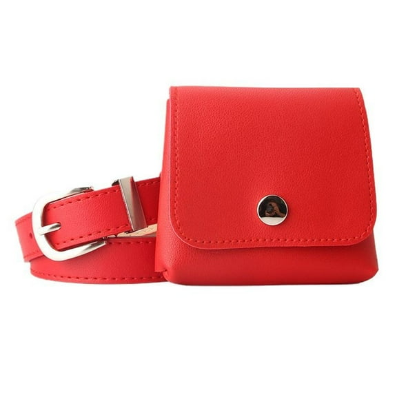Previn Women's Faux Leather Belt D Ring Belt For Dress 2025 Flap Pocket Casual Adjustable Waist Pack Pouch Small Purse Belts Metal Red X-Small-Large