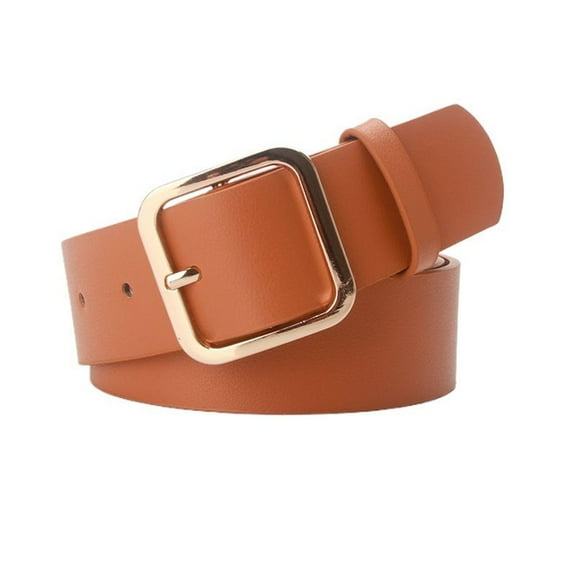 Previn Women's Faux Leather Belt For Dress Buckle Fall Adjustable Elegant Square Metal Buckle Fashion Belt Camel Golden X-Small-Large