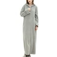 thumbnail image 1 of Previn Women's Flannel House Coat Long Sleeve Fuzzy Robes Hoodie Zipper Hooded Housecoat Soft Winter Long Robes Zip Up Housedress Bathrobe Grey Small, 1 of 4