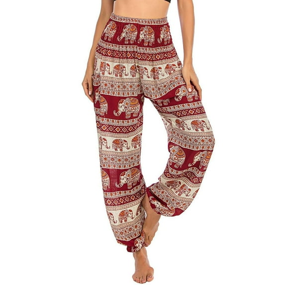 Previn Women's Hippie Pants Boho Yoga Soft Lightweight Harem Pant Sweat Pants High Waisted Thin Cool Comfy Gym Beach Bohemian Pants H01302 Small-Large
