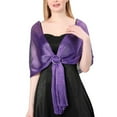 thumbnail image 1 of Previn Women's Metallic Wedding Shawls & Wraps Solid Scarf Sheer Soft Elegant Formal Fringe Silver Cardigan Purple One Size, 1 of 4