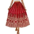thumbnail image 1 of Previn Women's Pleated High Waisted Skirt Stretch Elastic Waist Gypsy Beach Aline Elastic Rayon Fashion Burgundy 10-12, 1 of 5