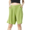 thumbnail image 1 of Previn Women's Plus Size Pajama Shorts Cotton Summer Knee Length Elastic Waistband Comfy Soft Cool Sleepwear Army Green 4X-Large, 1 of 1