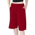 thumbnail image 1 of Previn Women's Plus Size Pajama Shorts Cotton Summer Knee Length Elastic Waistband Comfy Soft Cool Sleepwear Red X-Large, 1 of 1