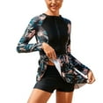 thumbnail image 1 of Previn Women's Rash Guard Beach Skirted Bathing Suit With Skirt Boyleg A Line Chic Long Sleeve Holiday Nylon Spring Break Boxer Yellow 16, 1 of 1