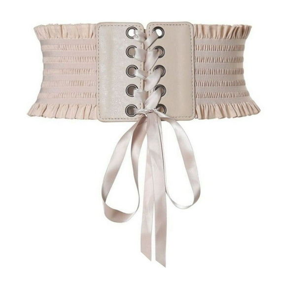 Previn Women's Renaissance Corset Belt Fashion Faux Leather Cinch Casual Belt For Dress Vintage Fall Thick Slim Beige X-Small-Large