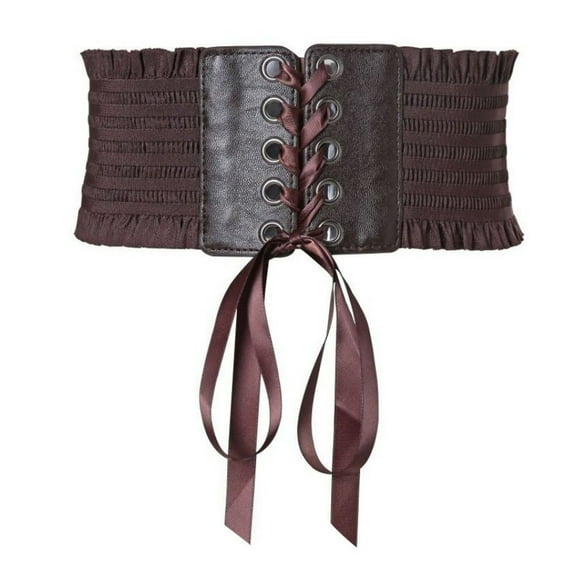 Previn Women's Renaissance Corset Belt Fashion Faux Leather Cinch Casual Belt For Dress Vintage Fall Thick Slim Coffee X-Small-Large