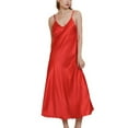 thumbnail image 1 of Previn Women's Satin Nightgown Valentines Day Cami Pajamas Cami Long Night Dress Silky V Neck Comfy Thin Sleeveless Slip Chemise Negligee Lingerie Red Large, 1 of 4