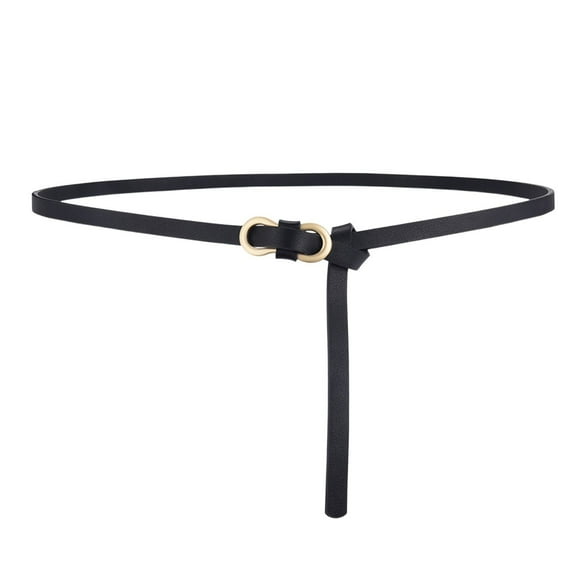 Previn Women's Skinny Belt Faux Leather Buckle Metal Buckle Fashion Ratchet Tie Belt Spring Black X-Small-Large