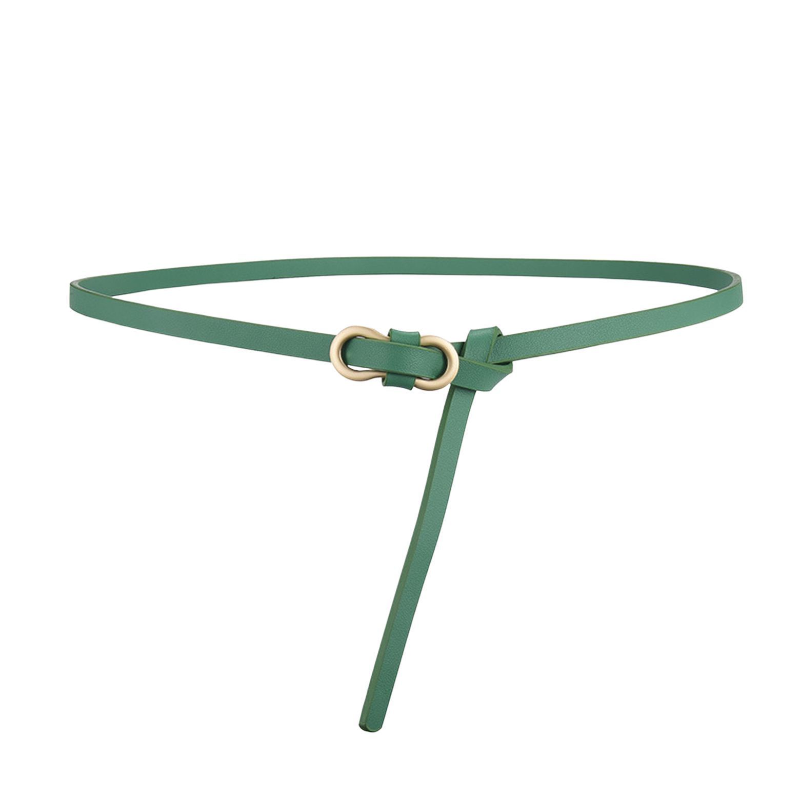 Previn Women's Skinny Belt Faux Leather Buckle Metal Buckle Fashion Ratchet Tie Belt Spring Green X-Small-Large