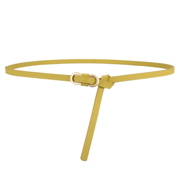 Previn Women's Skinny Belt Faux Leather Buckle Metal Buckle Fashion Ratchet Tie Belt Spring Yellow X-Small-Large