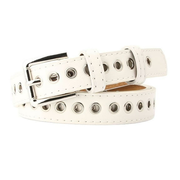 Previn Women's Skinny Belt Metal Casual Fashion Fall Party Metal Buckle Buckle Groove Belt Adjustable Belts Summer White X-Small-Large