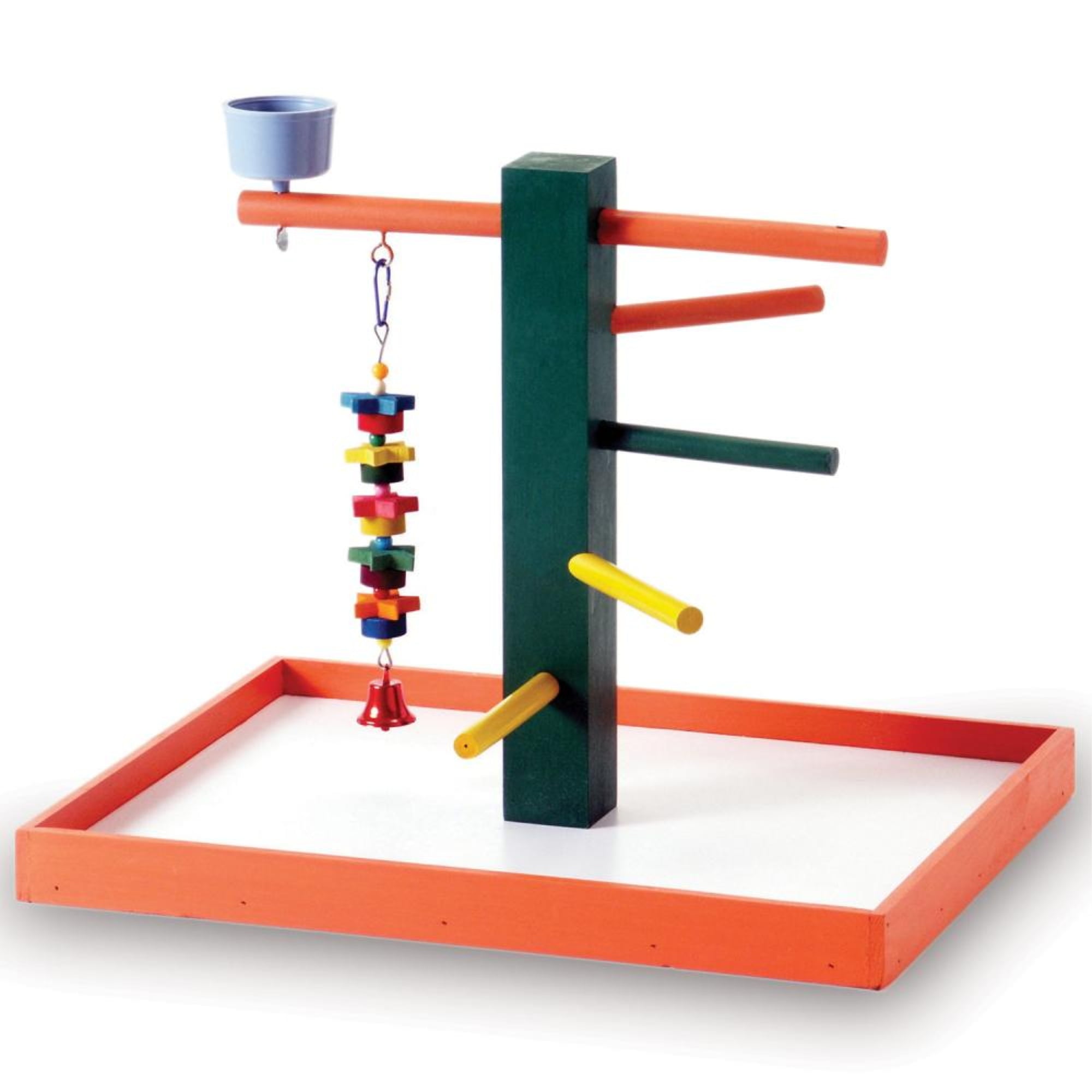 Colorful Hardwood Bird Playground with Toys