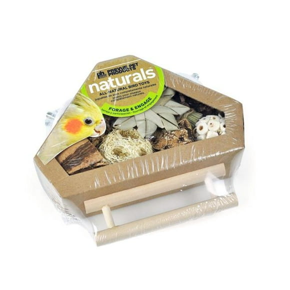 Prevue Pet Products Corner Bird Box with Perch Naturals Forage & Engage Bird Toy 3301